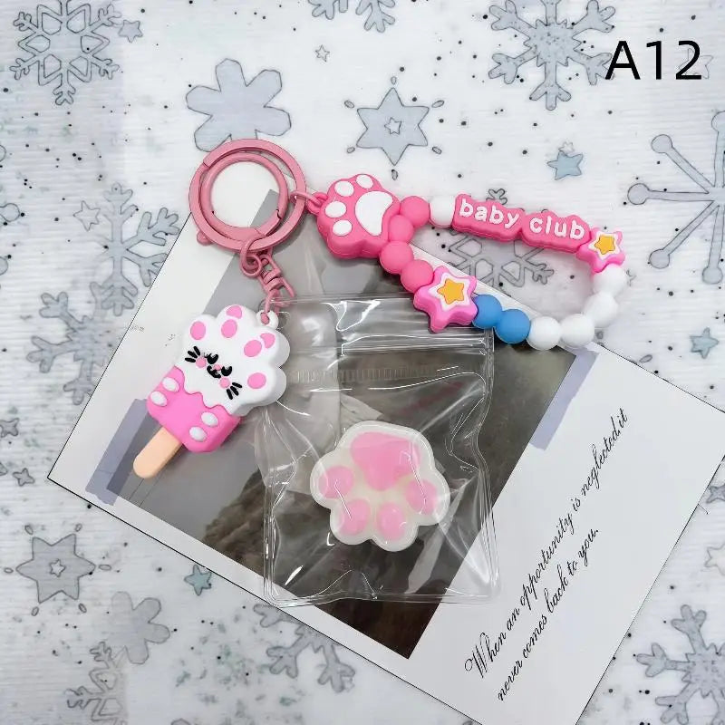 Cat Claw Stress Relief Squeeze Toy Ice Transparent Mini Keychain Cute Qme A12