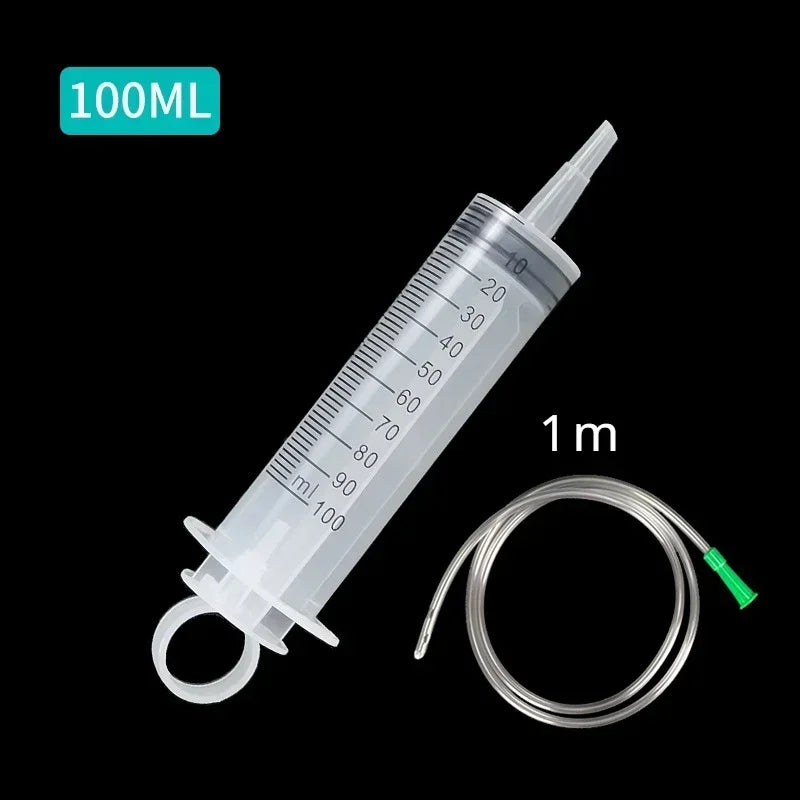 Large Vacuum Capacity Syringe 100/200/300/500ml Reusable Syringe Oil Pump with 1m Hose Pet Nutrition Feeding Metering Pump Qme 100ml