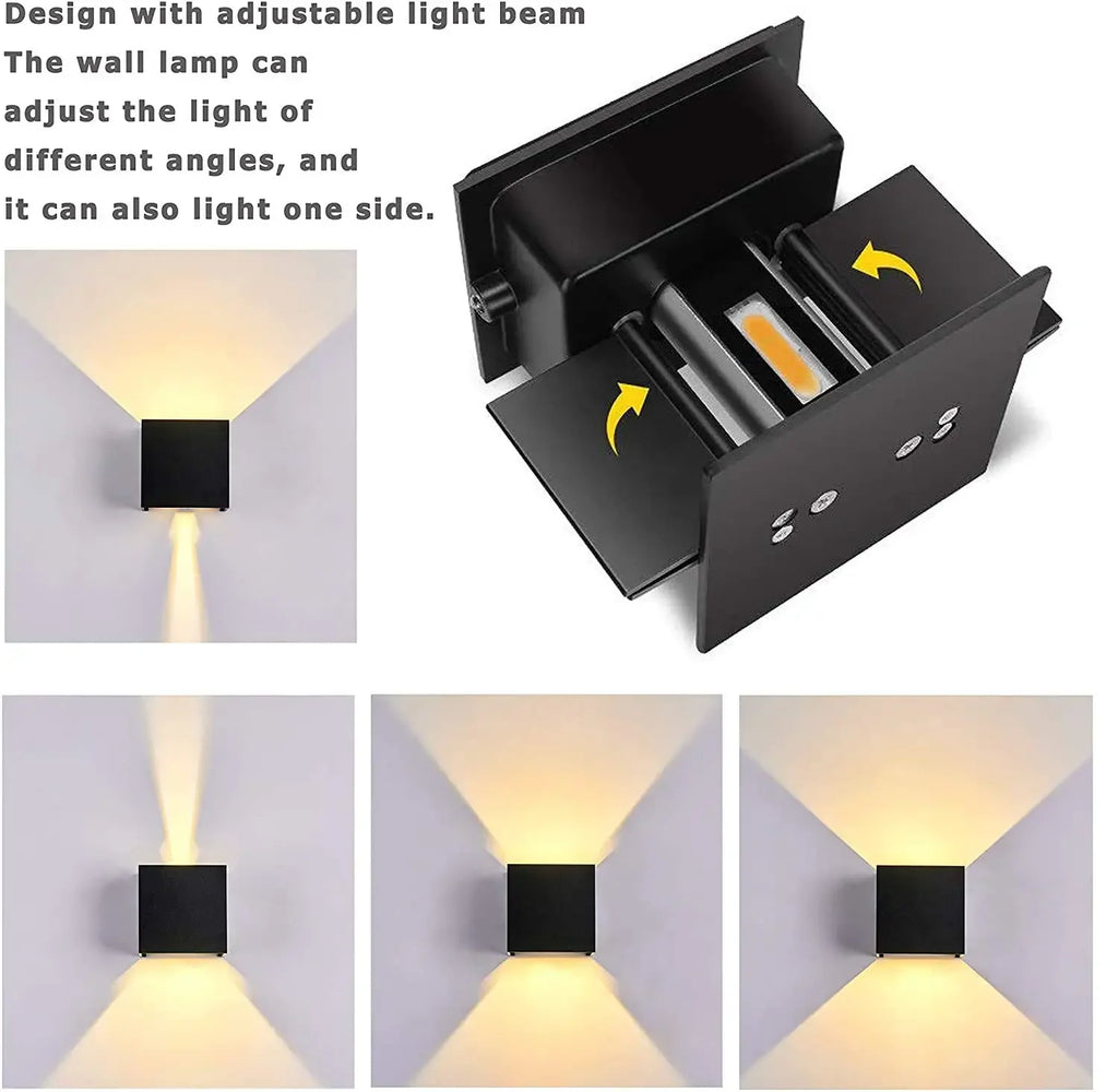 Modern Waterproof LED Wall Lamp Indoor Outdoor Wall Light Bedside Lamp Living Room Home Lighting Sconce Porch and Garden 12W Qme