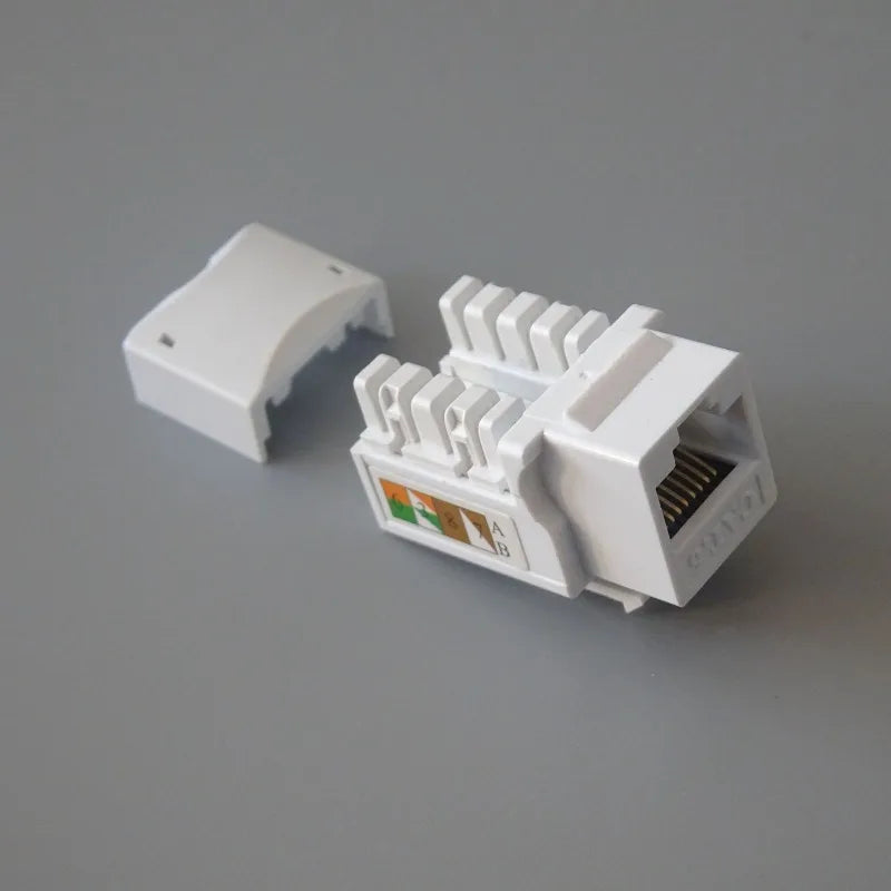 10pcs Category 6 Crimping Cable Computer Network Module CAT6 with Cover Information Ground Table Ethernet Cable Crystal Head Qme WHITE