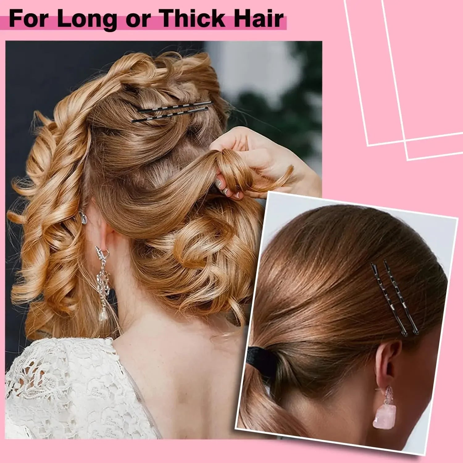 50-600pcs Black Straight Line Hair Clip U-shaped Needle Lady Hairpins Curly Wavy Grips Women Bobby Pins Styling Hair Accessories Qme