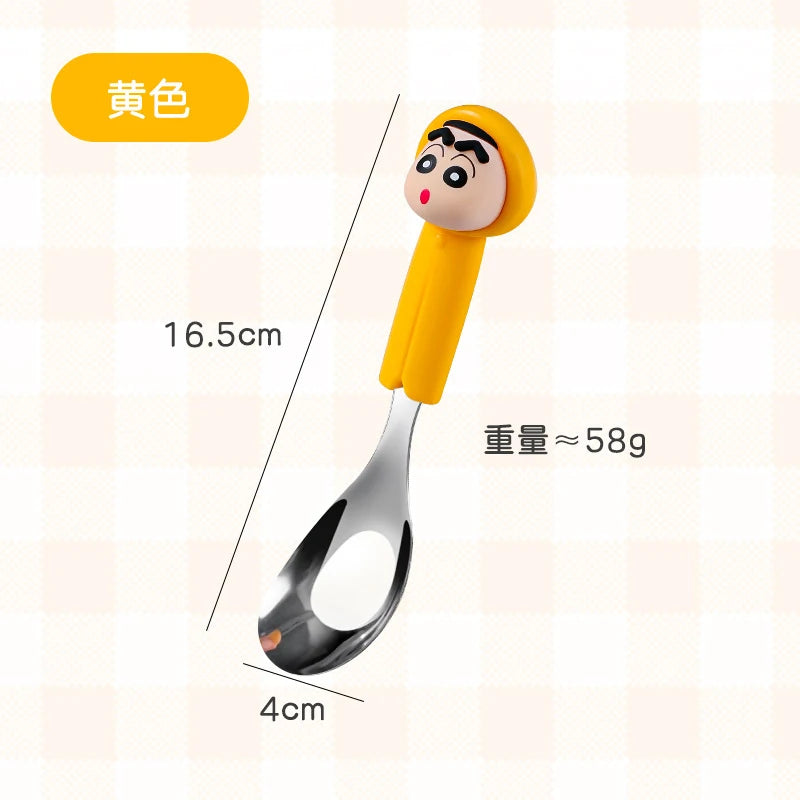 Crayon Shin-chan 304 Stainless Steel Raincoat-Shaped Spoon Cartoon-Themed Eating Spoon Baby Food Spoon Qme