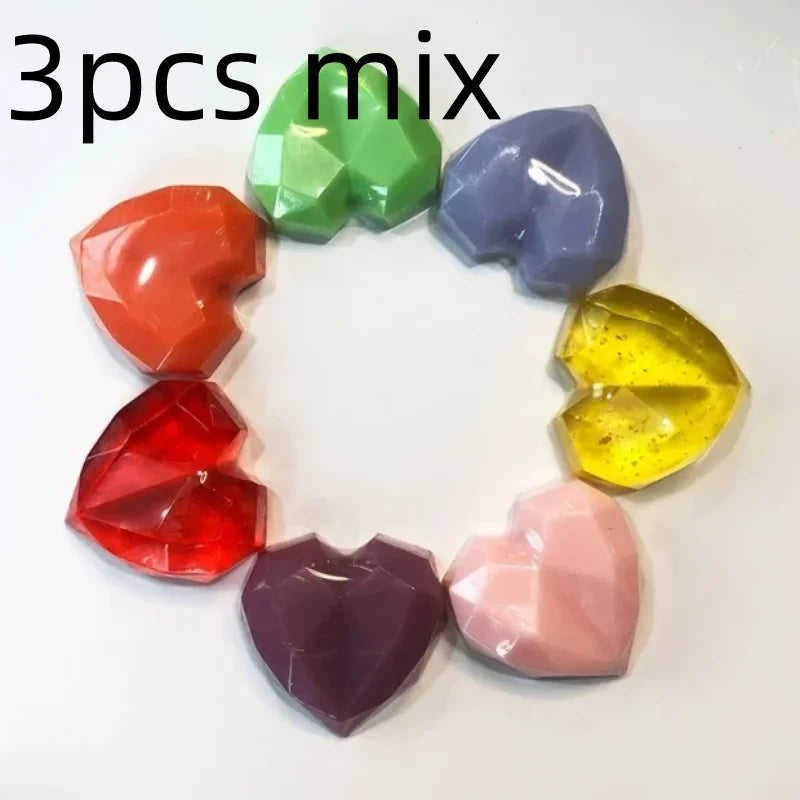 1/3/5pcs mix Diamond Heart Handmade Soap Wedding Gift Set Facial Soap with Chamomile Fragrance Essential Oil Soap Qme 3pcs mix