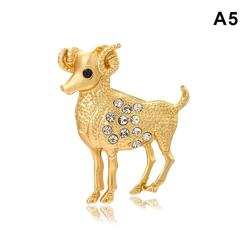 Elegant Sheep Goat Shaped Brooch Rhinestone Pearls Lapel Pin Animal Brooch Perfect For Daily Wear Party Dresses Qme A5