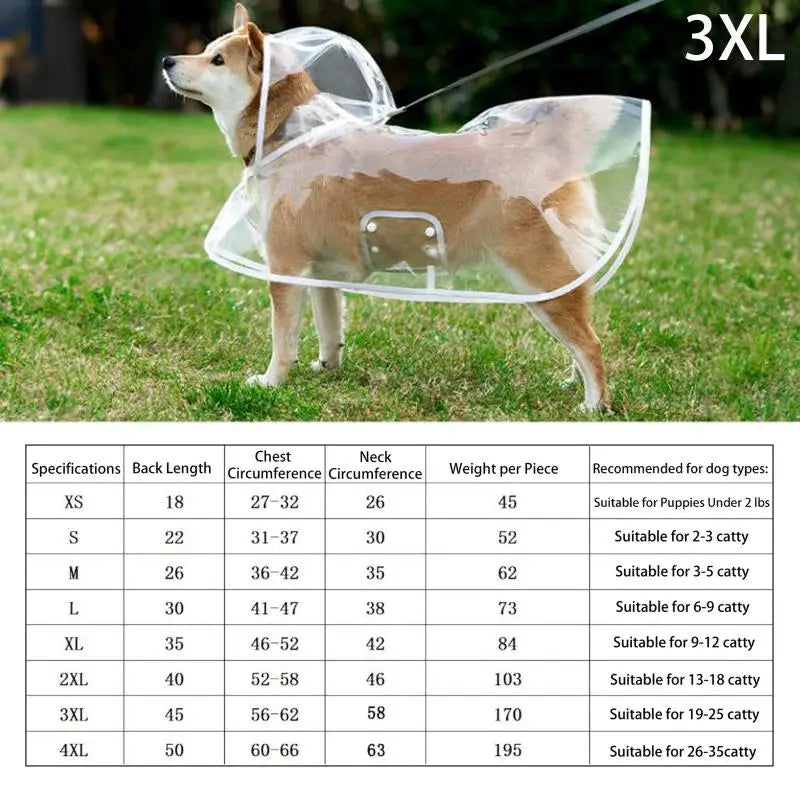 Windproof Pet Clothing Large Dog Costume Raincoat Transparent Qme 3XL