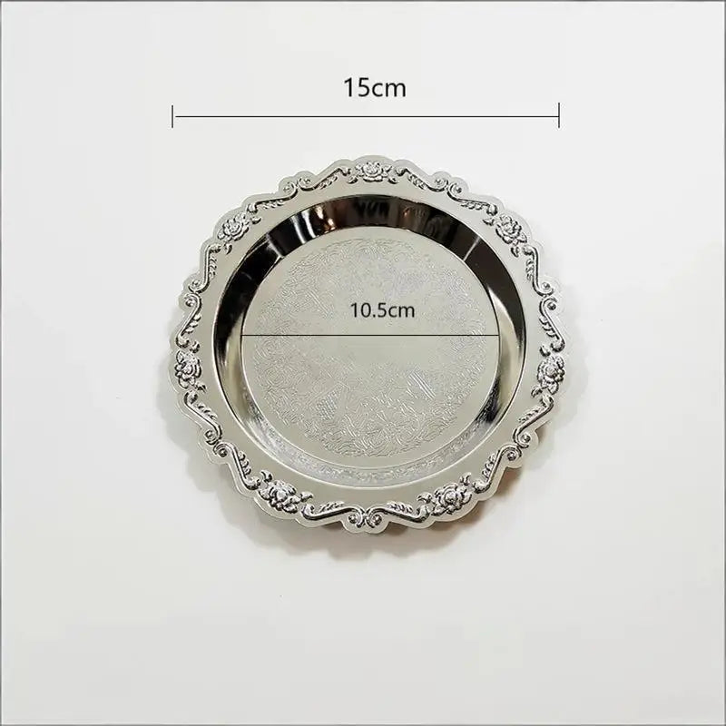 Luxury Silver Plated Plates Cake Dessert Tray Tea Snack Fruit Dish Qme A2
