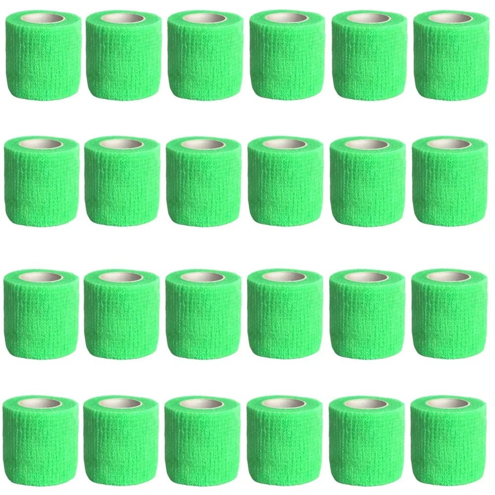 24pcs Bandage Tape Self Adhesive Elastic Bandage Wrap Elastoplast for Knee Support Pads Finger Ankle Palm Shoulder tattoo Qme Fluorescence green 24pcs 5cmx4.5m
