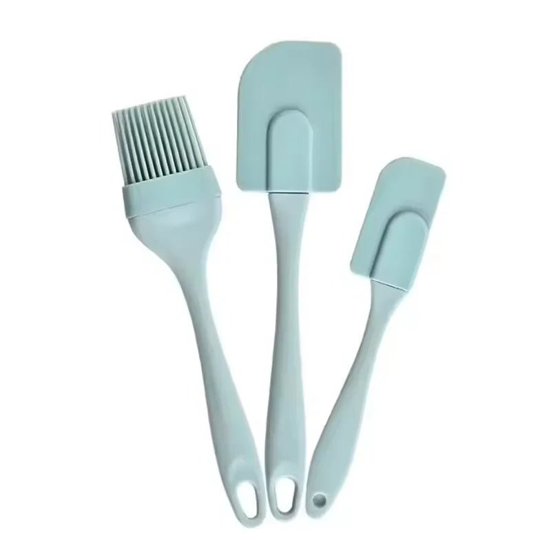 Silicone Cake Scraper Kitchen Non-Stick Cake Cream Spatula Kitchen Cooking Pastry Scraper Mold Brush Tool Baking Accessories Qme blue
