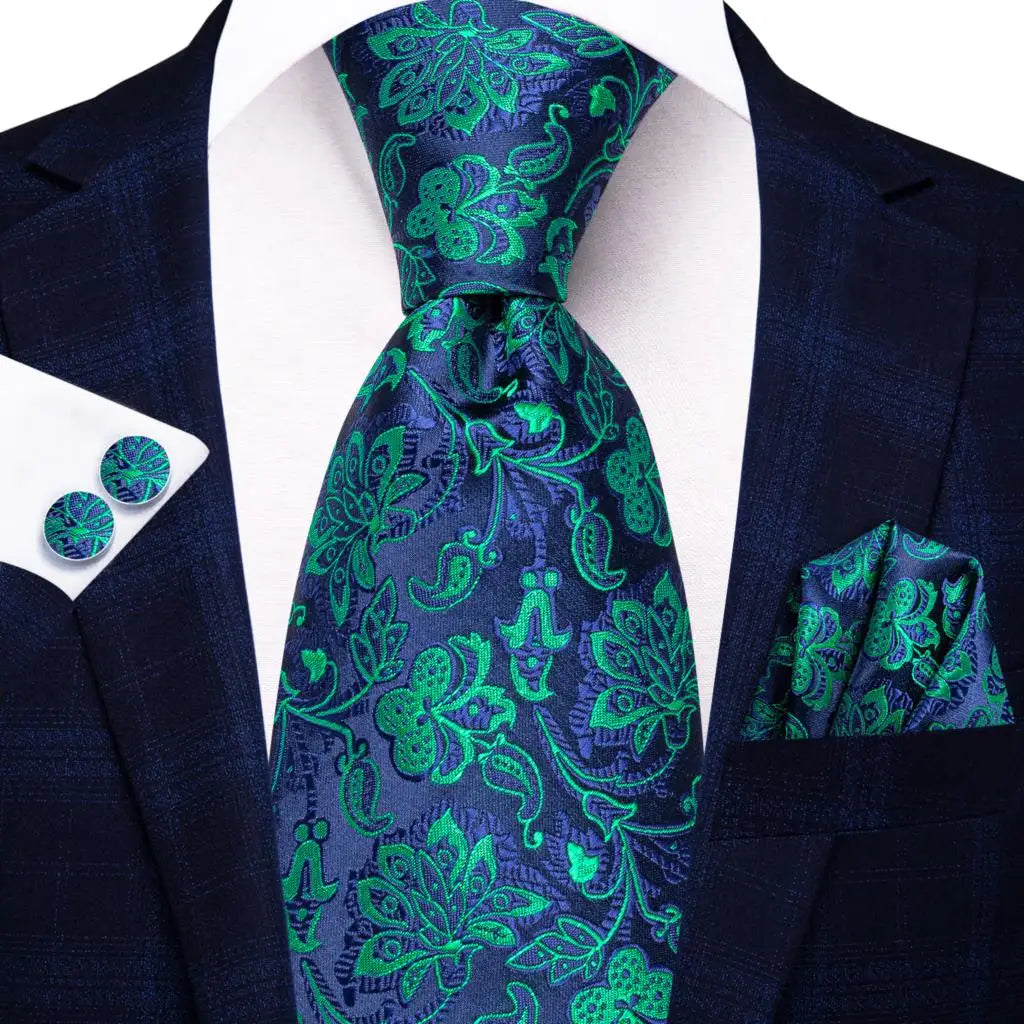 Dark Green Paisley Plaid Tie Men Groom Wedding Sage Mint Necktie