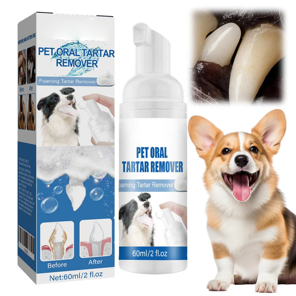 60ml Pet Oral Tartar Remover Spray Pet Oral Foam Cleaner Dogs And Cats Oral Cleanse Foams for Dogs & Cats Support Healthy Gums Qme