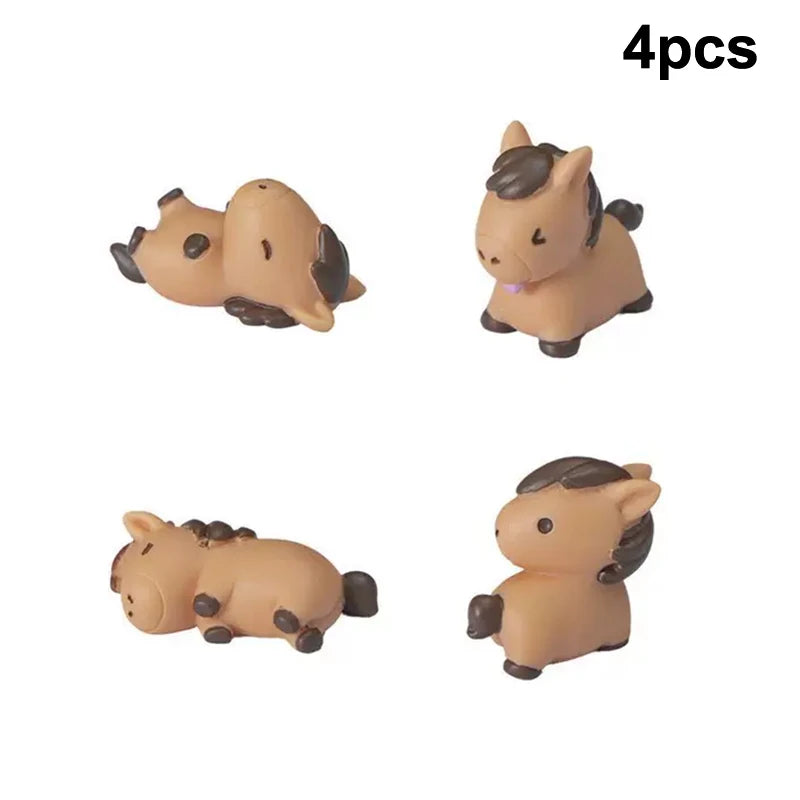 Miniature Landscape Creative Lifelike Pony DIY Decoration For Home, Desktop, Office, And Car, Resin Crafts, Small Ornaments Qme A5
