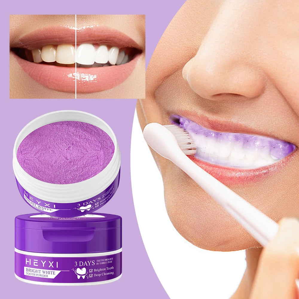 Purple Tooth Powder Deep Cleansing Fresh Breath Gentle Formula Qme