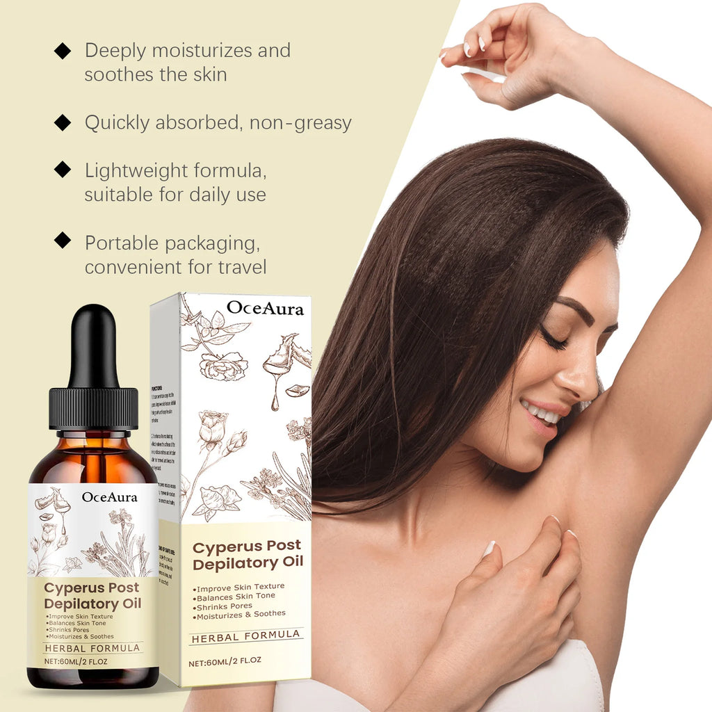 OceAura Cyperus Post Depilatory Oil Hair Growth Inhibitor Pore Minimizer Even Skin Tone Hydrating Cyprus Oil Hair Removal Care Qme