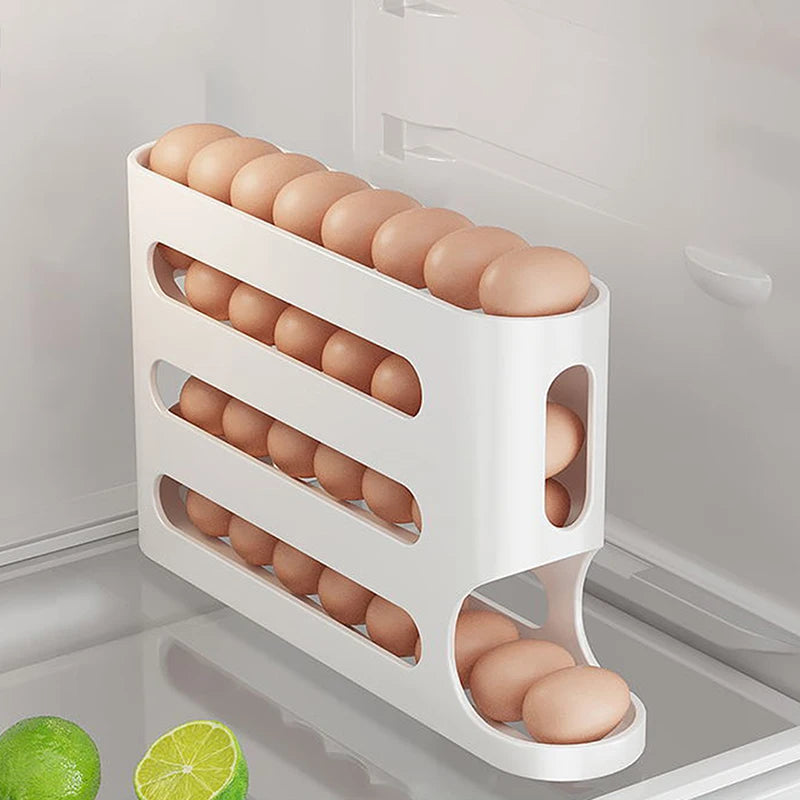 Kitchen Dedicated Roll Off Egg Storage Rack Refrigerator Box Qme white
