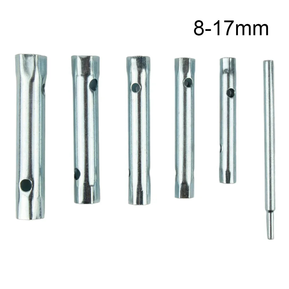 6PC 8-17mm Metric Tubular Box Wrench Set Tube Hollow Socket Wrench Filter Wrench Professional Automotive Repair Tool Set Qme Default Title
