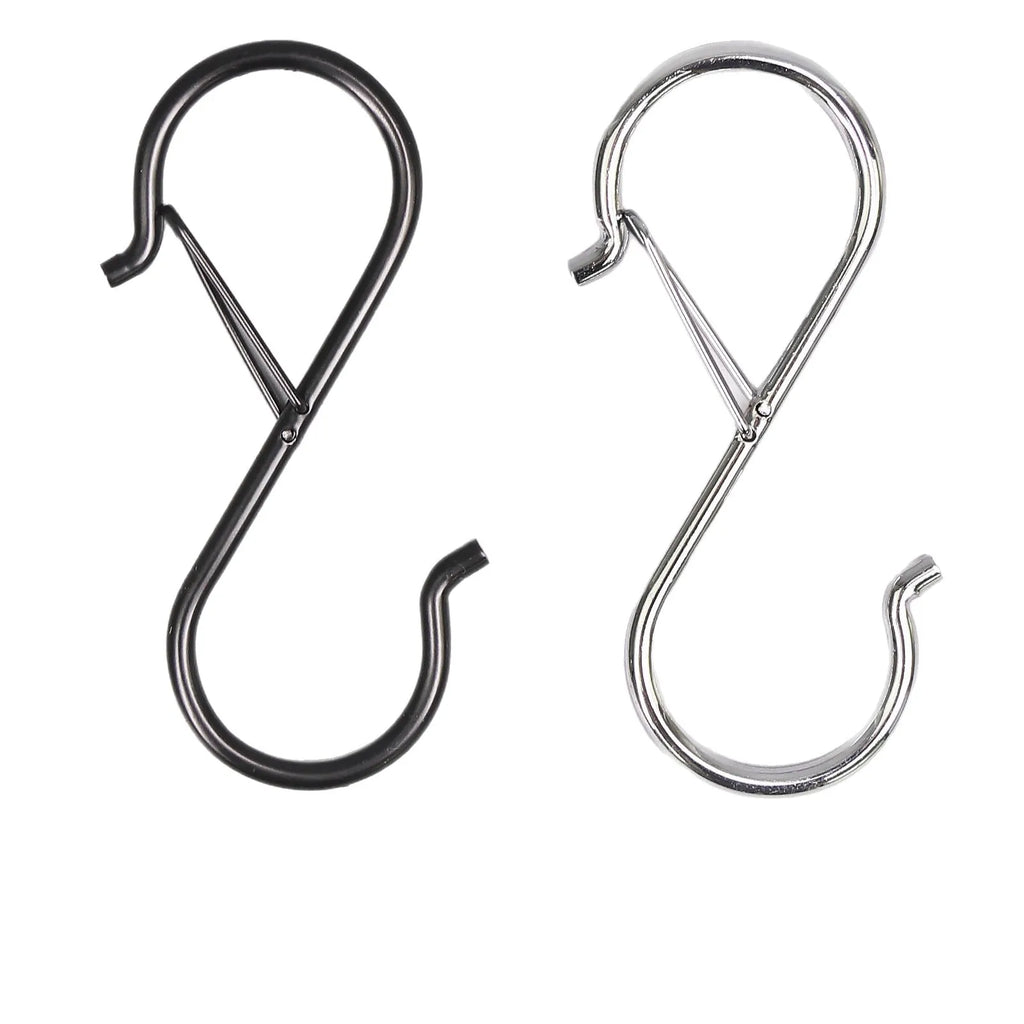 2/4/8PCS S Hooks for Hanging With Safety Buckle Heavy Duty S Hooks Large Metal S Hooks for Hanging Plants Jeans Pots Bags Qme