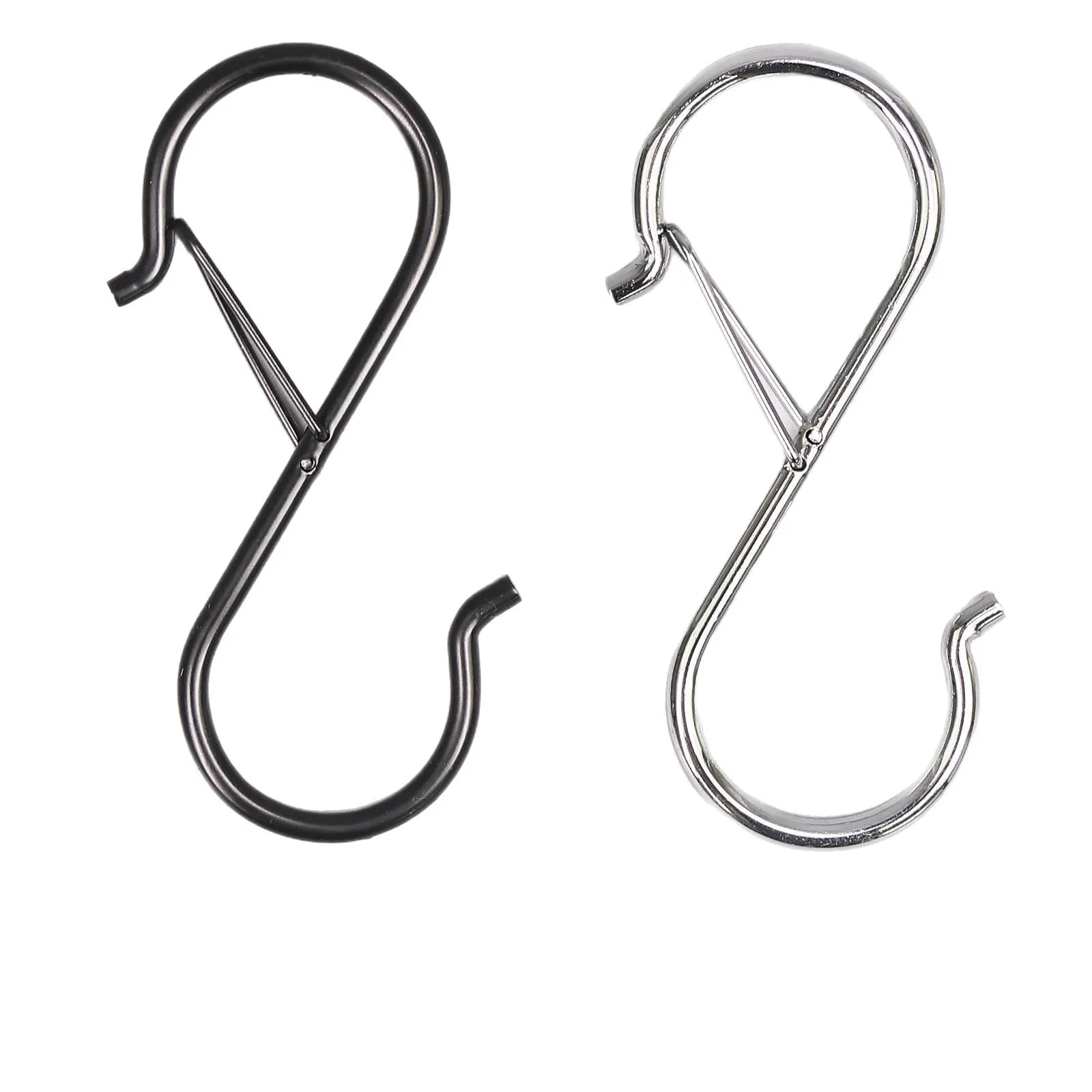 2/4/8PCS S Hooks for Hanging With Safety Buckle Heavy Duty S Hooks Large Metal S Hooks for Hanging Plants Jeans Pots Bags Qme