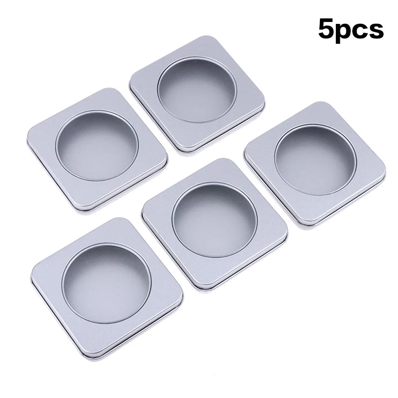 1 Press Nail Storage Boxes Case Tin Box Windowed Fake Organizer Qme 5pcs