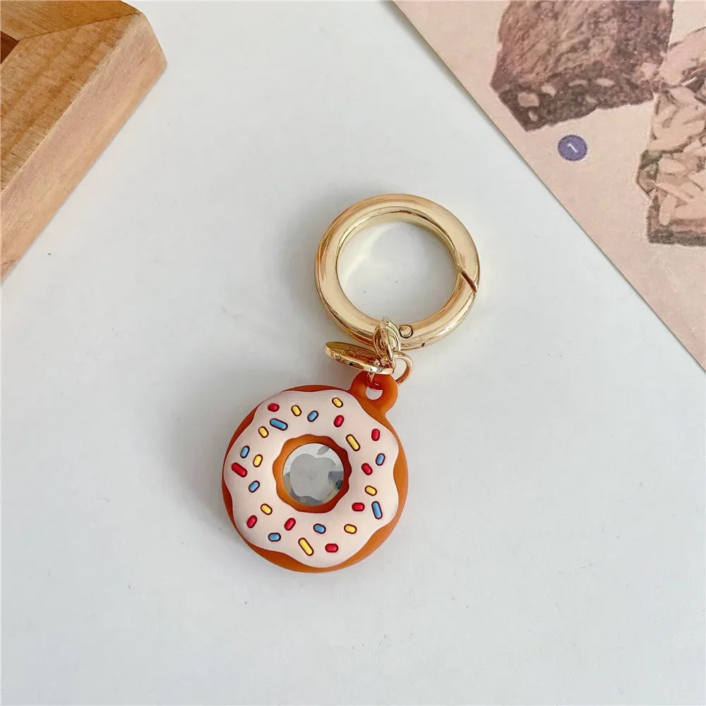 Cartoon Donut Silicone Case for Apple Airtag Case Dog Collar GPS Finder Protective Silicone Case for Apple Air Tag Tracker Case Qme Be