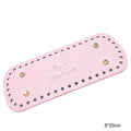 PU Leather Bag Bottoms - Rectangle Crochet Bag Base with Rivets Qme Light Pink