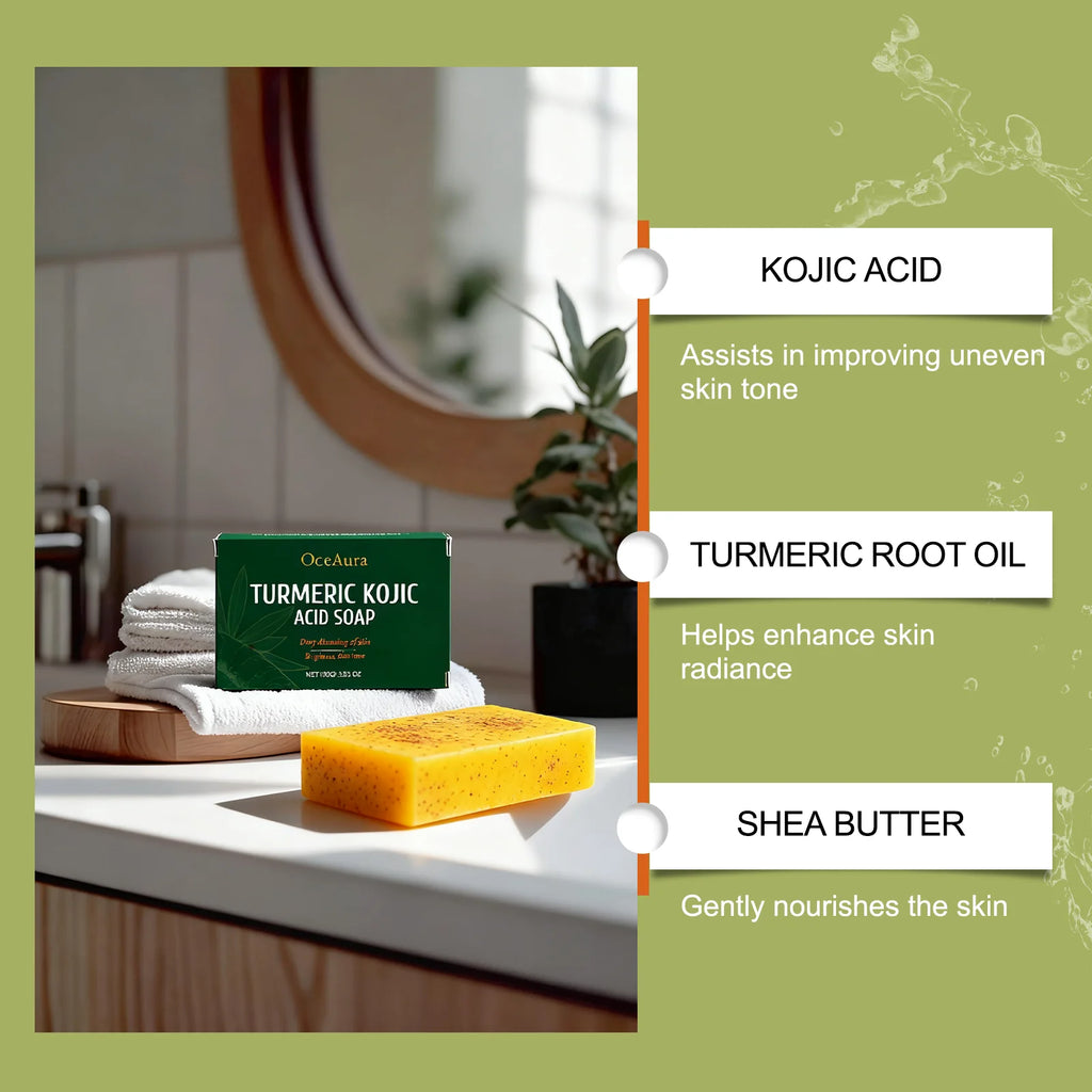Brightening Turmeric Kojic Acid Soap Dark Spot Remover Deep Cleaning Moisturizing Evens Skin Tone Hand Made Soap Skincare Qme