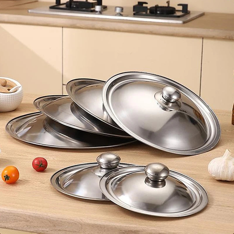 10- Stainless Steel Round Pot Lid Universal Replacement Frying Pan Qme