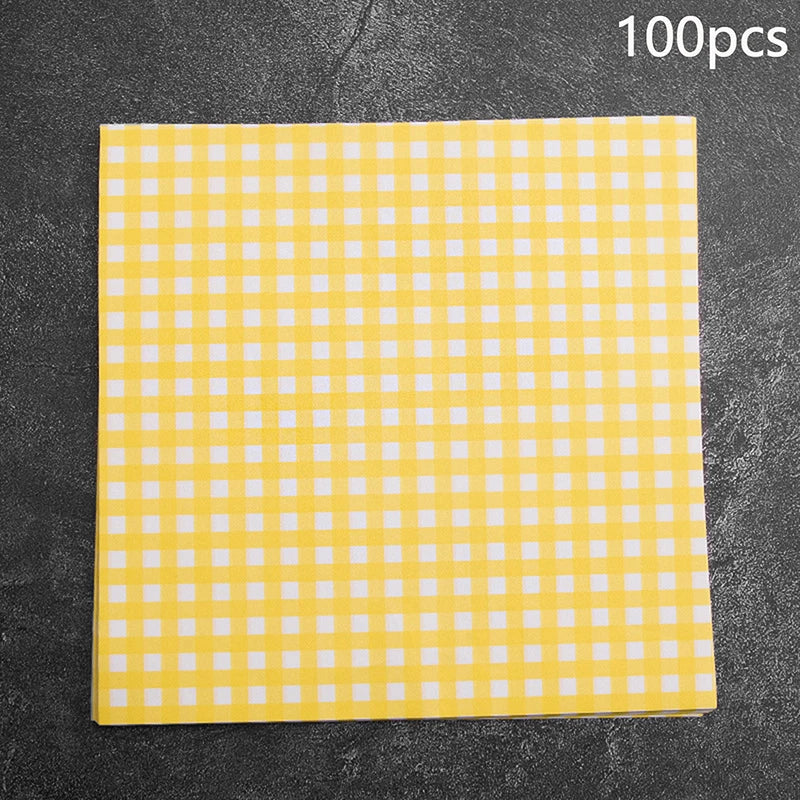 100Pcs Greaseproof Paper Liners Sandwich Wrapping Paper 7 Colors Wax Paper Sheets For BBQ Picnic Festival Party Fast Food Qme yellow 100pcs
