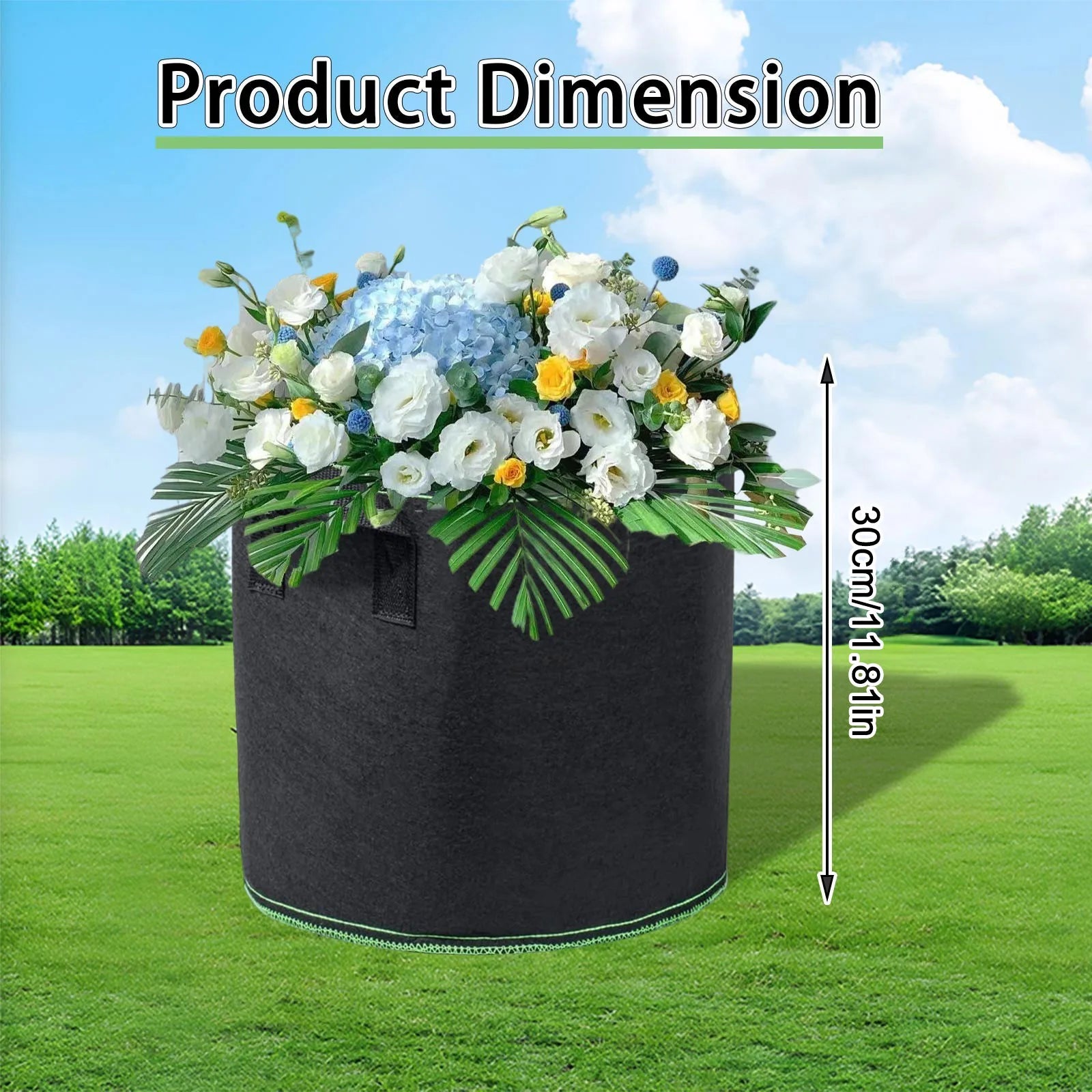 Wear-resistant Green Vegetable/Flower/Plant Grow Bags Gallons Thickened Non-Woven Durable Grow Bags Fabric Pots with Handles Qme