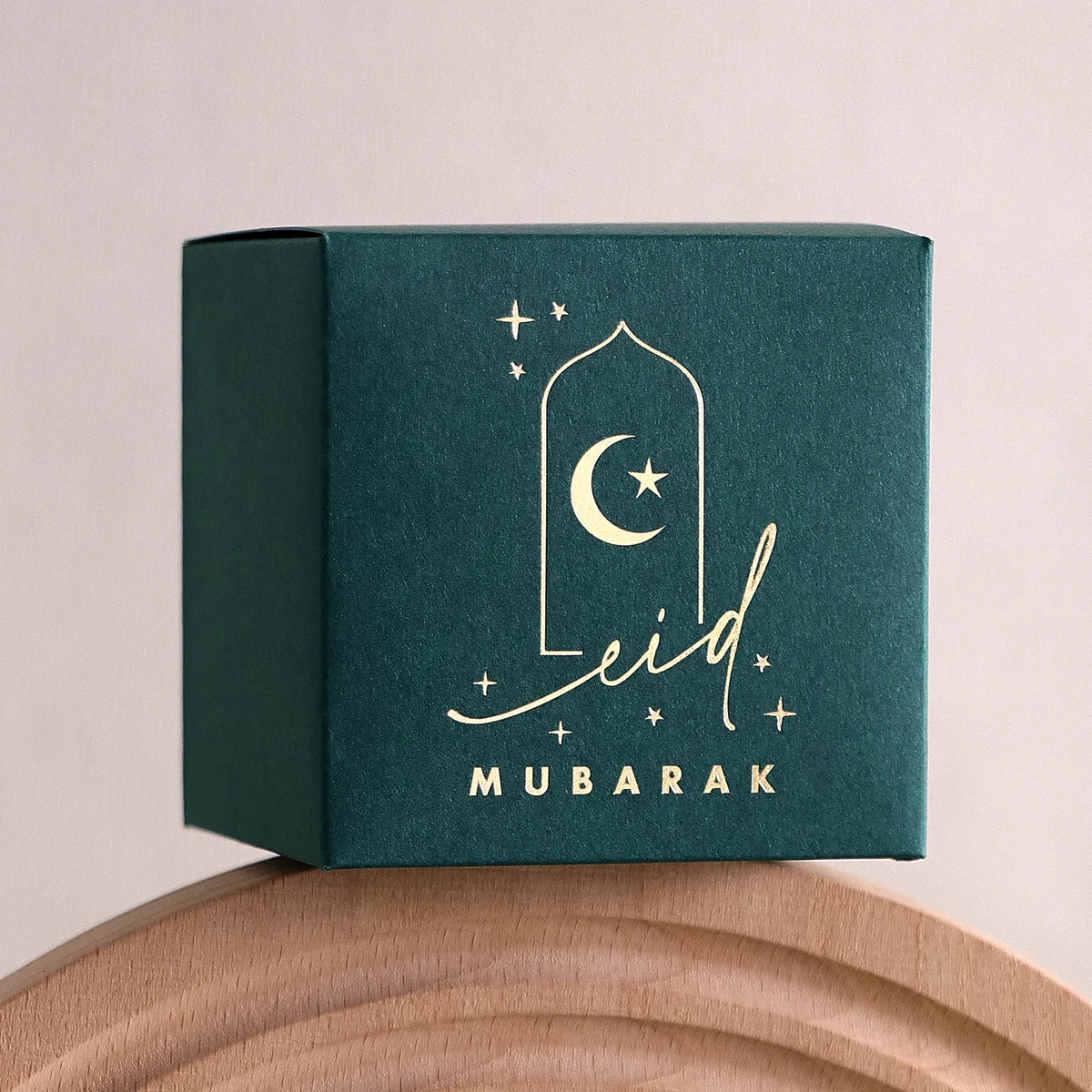10Elegant Mini Gift Boxes in Classic White, Black and Green Colours with a Gold Crescent and Star Design, Perfect for Candies, C Qme