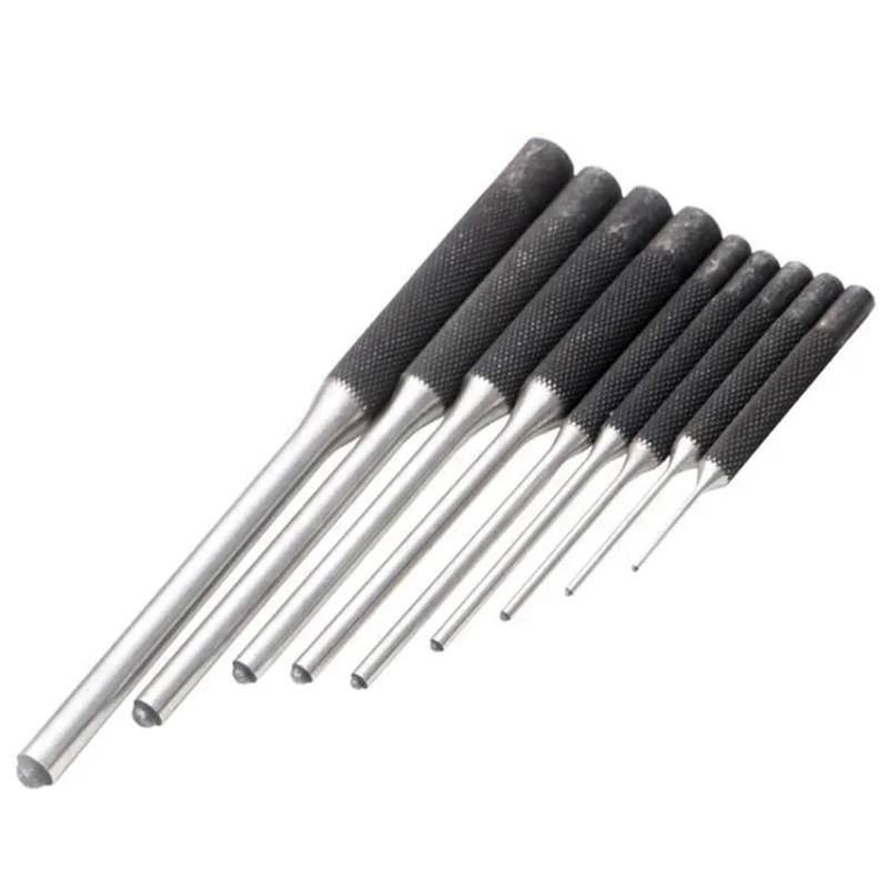 A02F-9-Piece Steel Multi-Size Round Heads Pin Impact Set Professional Hollow End Driver Chisel Tool Qme
