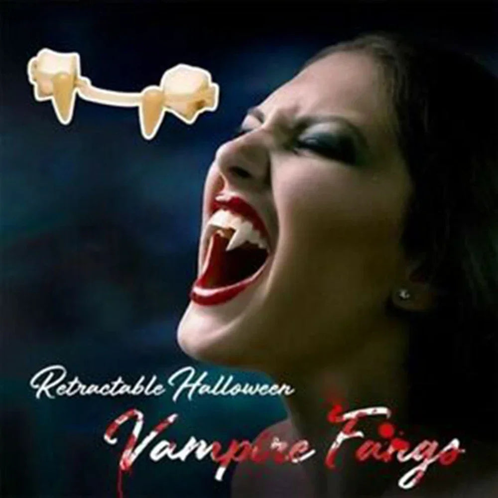 Halloween Fake Teeth Cosplay Vampire Fangs Retractable Teeth Dress Costume Tooth Gift Party Decoration Vampire Dracula Teeth Qme