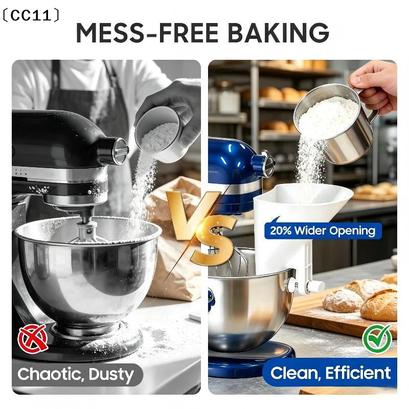 Flour Funnel Kitchen Mixer Accessories Attachments Universal Wide Qme
