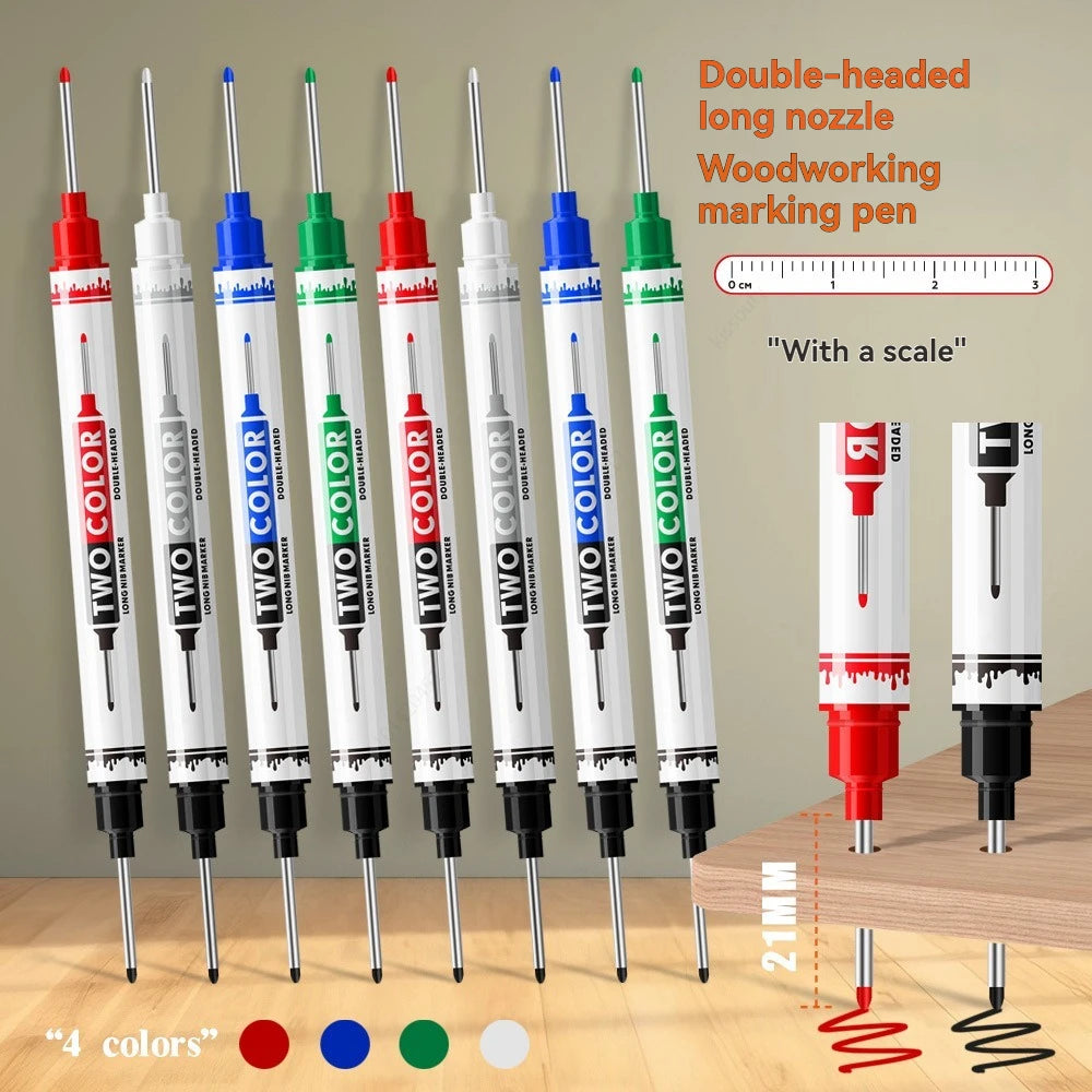 Multi-Purpose Double Tips 21mm Deep Hole Long Head Nib Art Markers, For Bathroom Waterproof Woodworking Decoration Qme