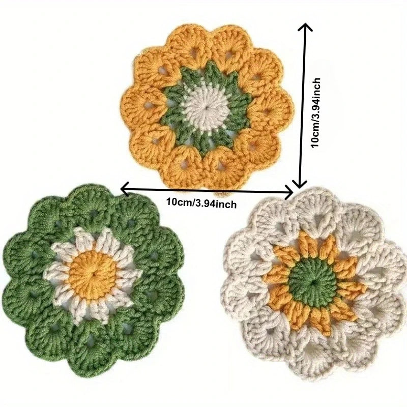 3pcs 100% handmade crochet coasters, ladies' fun gift, cute 3-piece coaster set Qme
