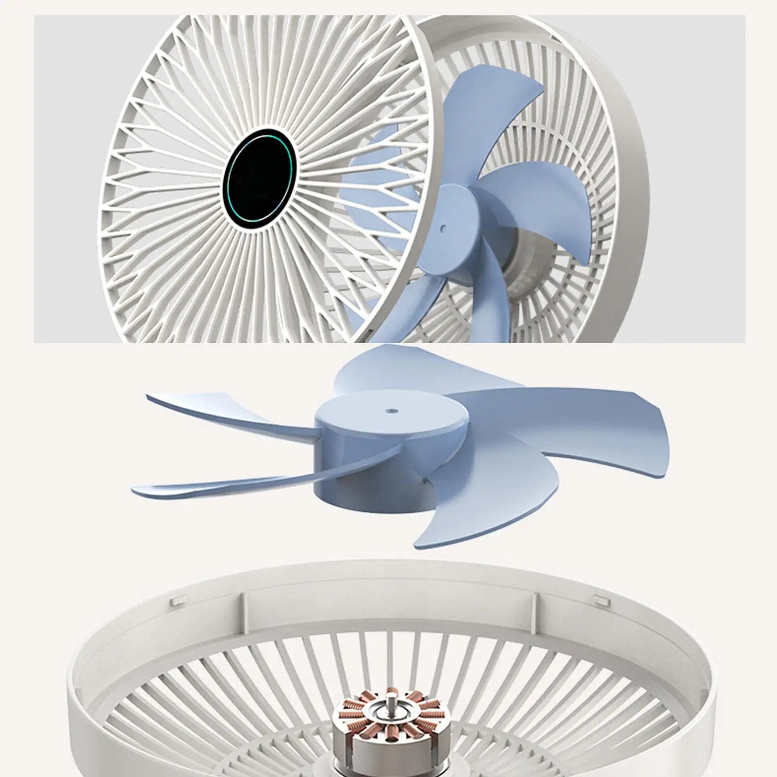 Small Desk Fan Rechargeable Foldable Oscillating Wall Mount Personal Table Fan For Living Room Home Office Dorm Kitchen Travel Qme