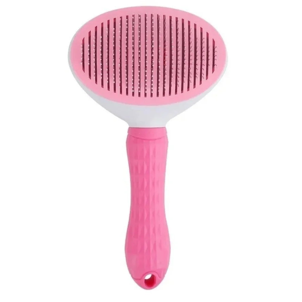Pet Hair Brush Stainless Steel Grooming Comb Efficient Hair Remover For Dogs And Cats Portable Pet Cleaning Grooming Accessories Qme Pink
