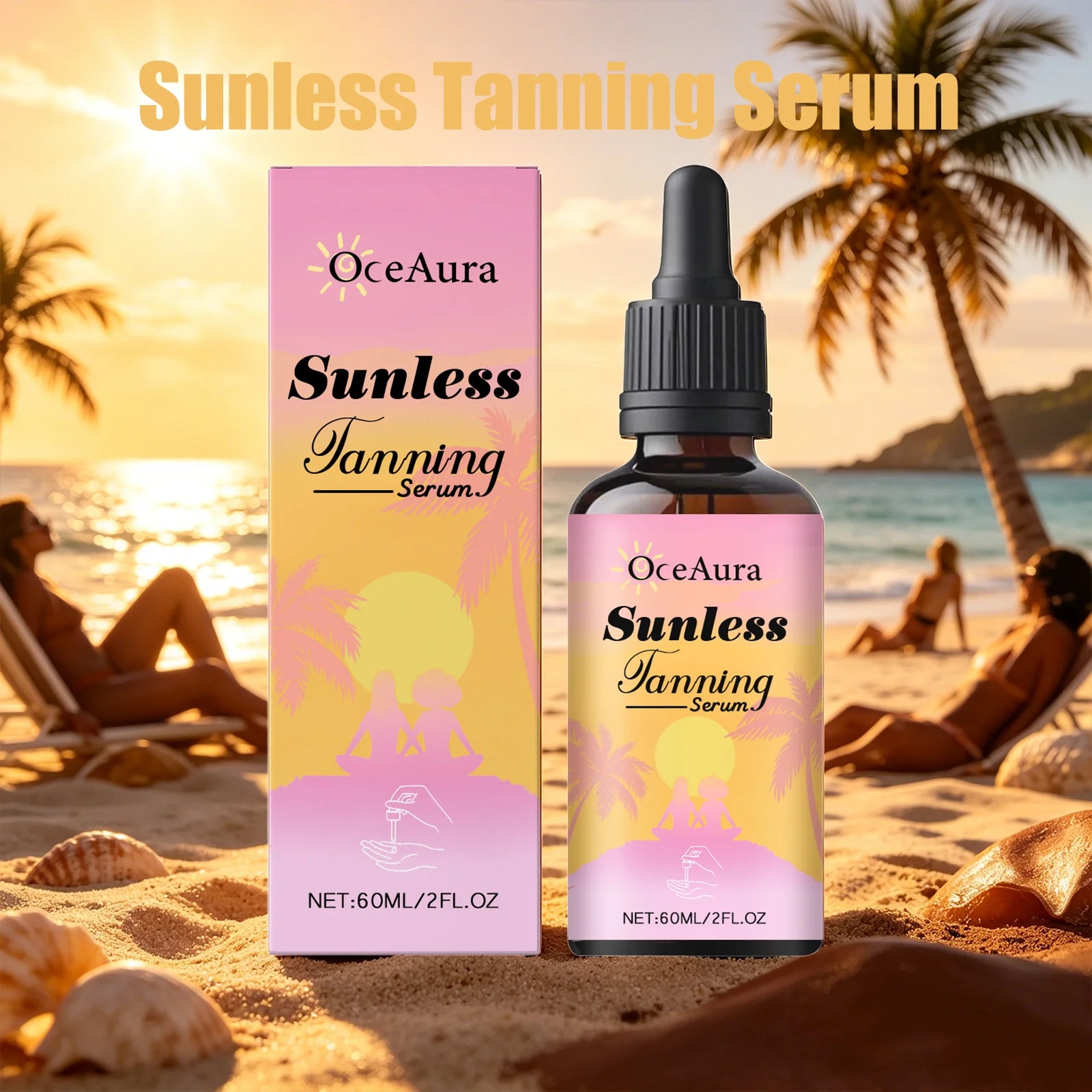 OceAura Sunless Tanning Serum Natural Bronze Gentle Deep Nourishing Even Skin Tone Dullness Reducing Sun Free Tanning Care Drops Qme