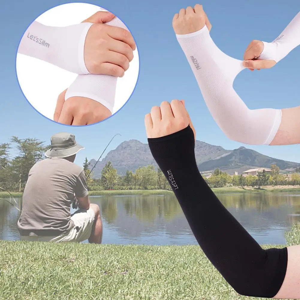 Summer Cooling Arm Sleeves Cover Outdoor Cycling Sports Running Qme