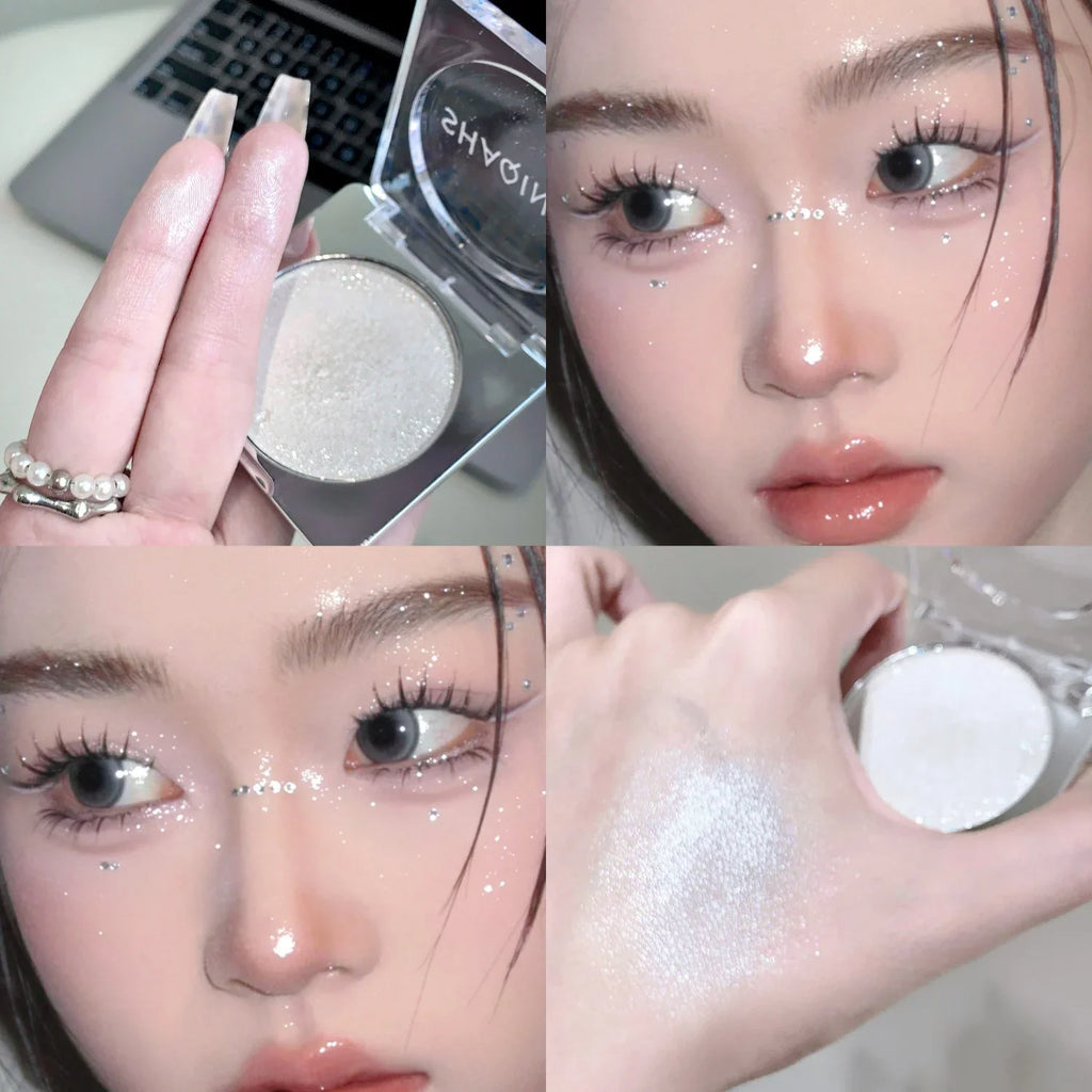 Monochrome Glitter Highlighter Contour Brighten Face Body Sparkle Shimmer High Gloss Mashed Potato Diamond High Light Palette Qme 01