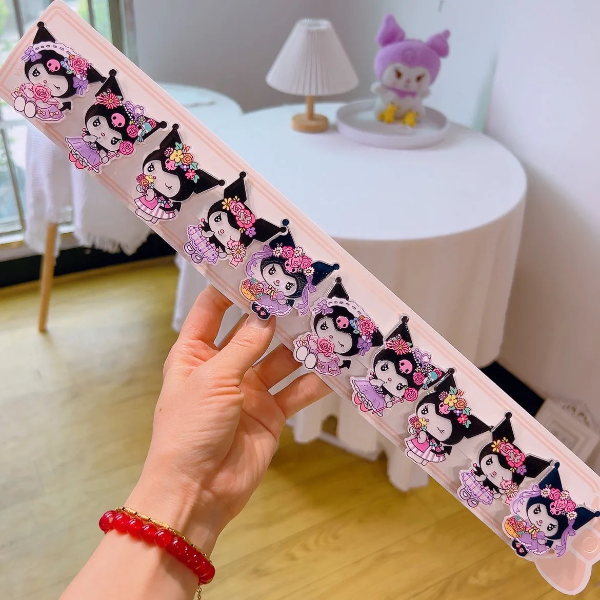 Clownee Headpiece Black Pink Hair Clip School Accessories Acrylic Qme 11