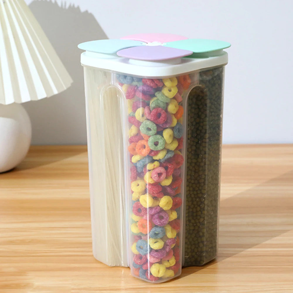 1PC Four Grains And Grains Transparent Storage Crisper Kitchen Supplies Moisture-Proof Sealed Compartmented Open Lid Jar Qme Light Large