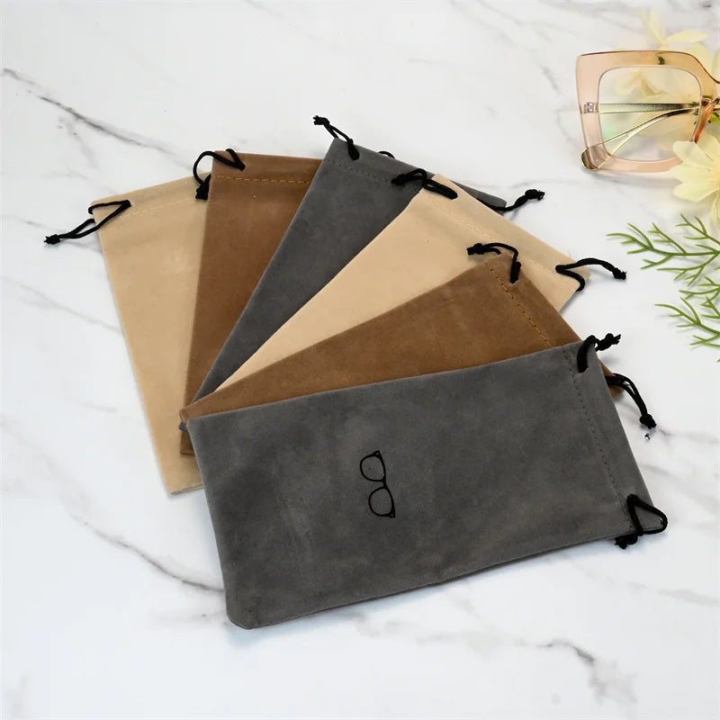 Fashion Portable Glasses Case Eyewear Accessories Soft Eyeglasses Bag Sunglasses Bags Solid Color Drawstring Pouch Bags Qme