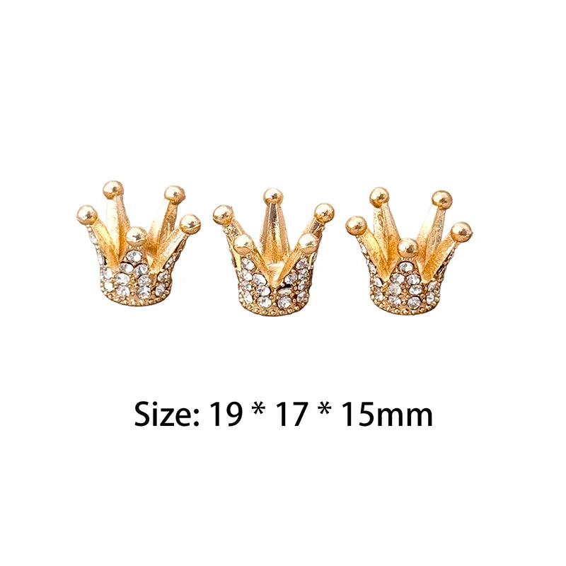 2 Dollhouse Miniature Gold Mini Alloy Crown Rhinestone Princess Small Qme 3pcs 19x17x15mm