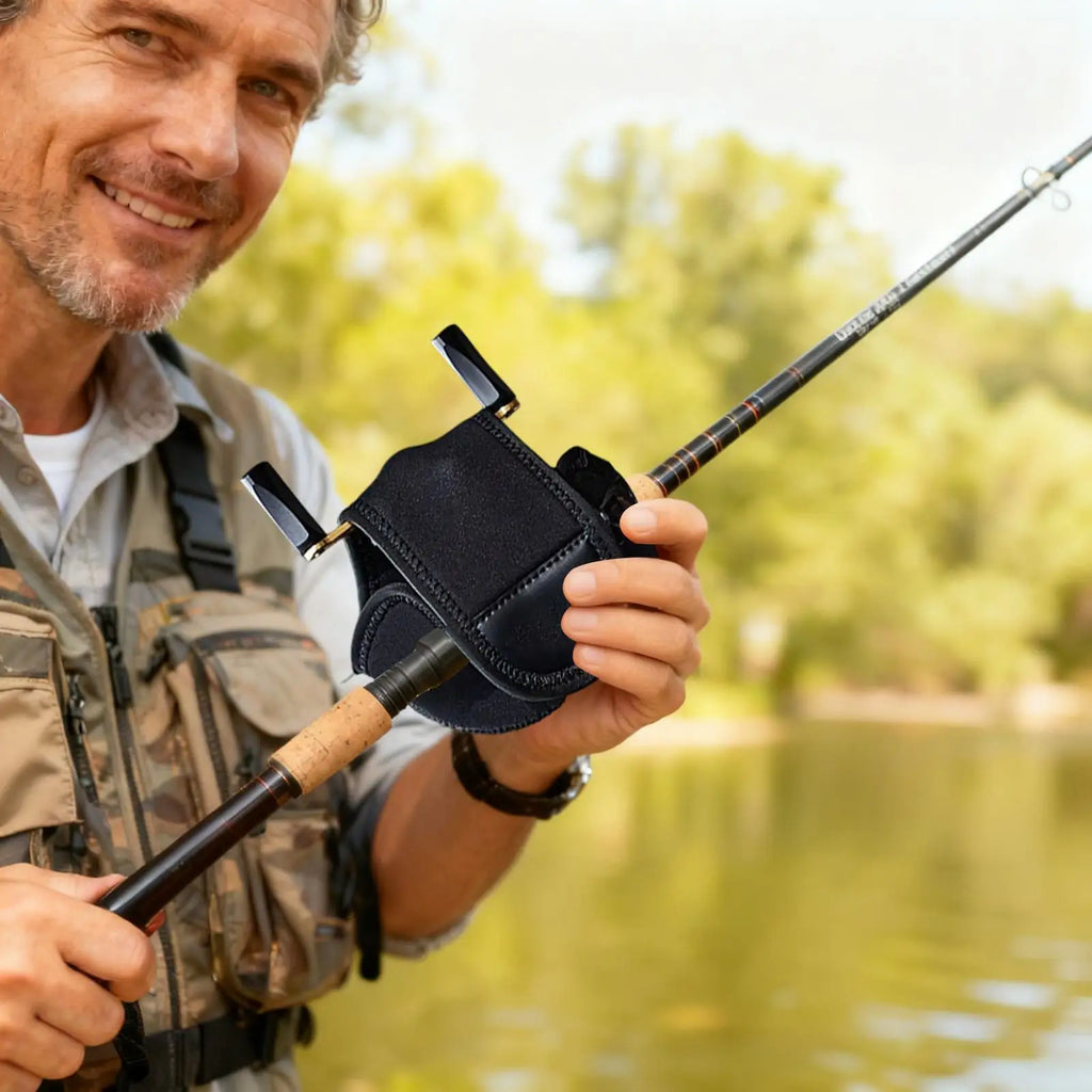 Thickened water droplet reel bag diving material fishing reel bag fishing reel bag for Angler Boat Shore River Stream Qme