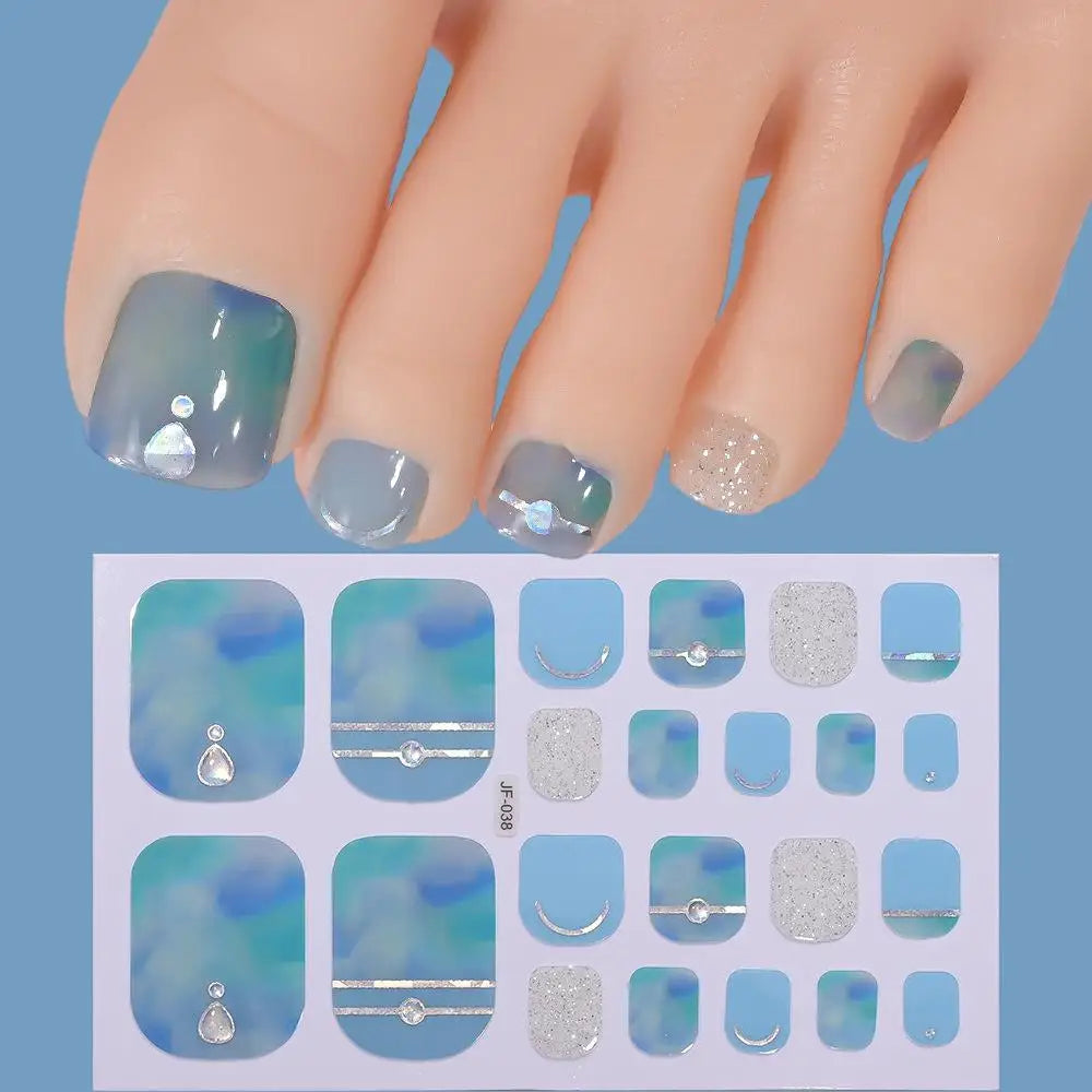 22tips Sheet Glitter Toenail Stickers Glittering Full Wraps Summer Qme H