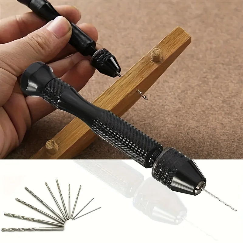 49pcs Ergonomic Aluminum DIY Hand Drill Kit, Featuring a Keyless Chuck And Alloy Drill Bits - Precision Craft Miniature Tools Qme