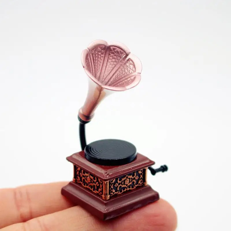 Dollhouse Vintage Phonograph Miniatures Model Living Room Accessor Qme A1