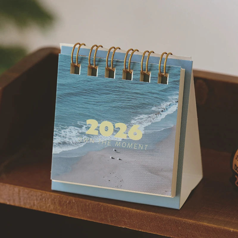 2026 Landscape Mini Desk Calendar Creative Coil Planner Desktop Qme A1