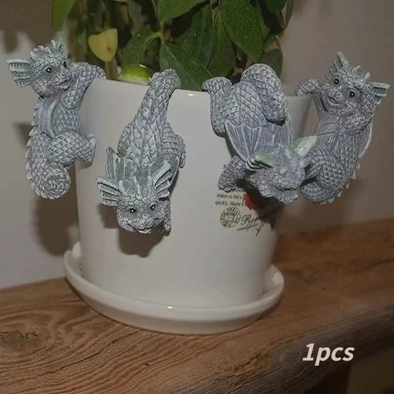Cute Dragon Outdoor Statue Flower Pot Decoration Hanging Garden Qme