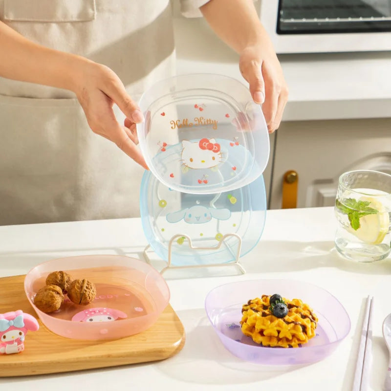 Hello Kitty Kuromi Bone-Shaped Plates and Utensils Home-Use Dried Fruit Platter Fruit Platter Plastic Side Plates Qme